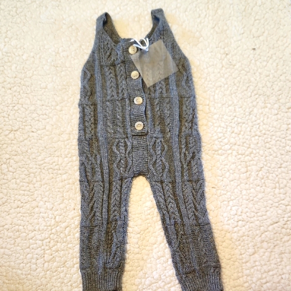 Hadas Gray Cable Knit Baby Romper - Picture 1 of 5